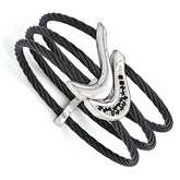 Edward Mirell Titanium Black Ti Sterling Silver Spinel Cable Flexible Cuff